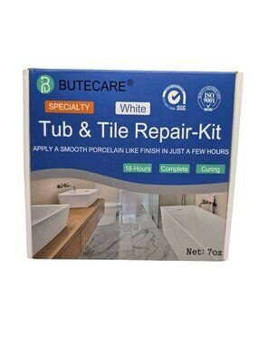 Butecare Tub & Tile Repair Kit White 7oz For Smooth Porcelain-Like Finish